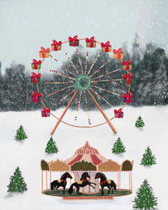Carnival Carousel Christmas Art Print