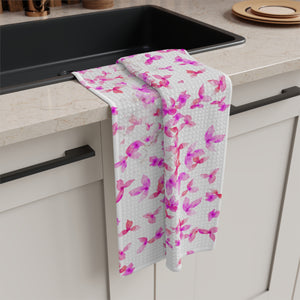 Pink Flowers Microfiber Tea Towel