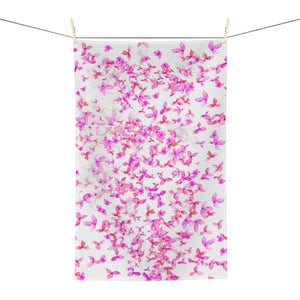 Pink Flowers Microfiber Tea Towel