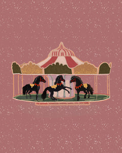 Christmas Carousel Pink Art Print