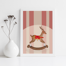 Load image into Gallery viewer, Christmas Carnival Rocking Horse Art Print
