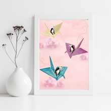 Load image into Gallery viewer, Pandas in Clouds Origami Art Print
