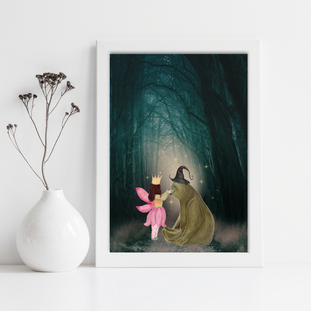 Enchanted Forest Fairy and Friend Art Print